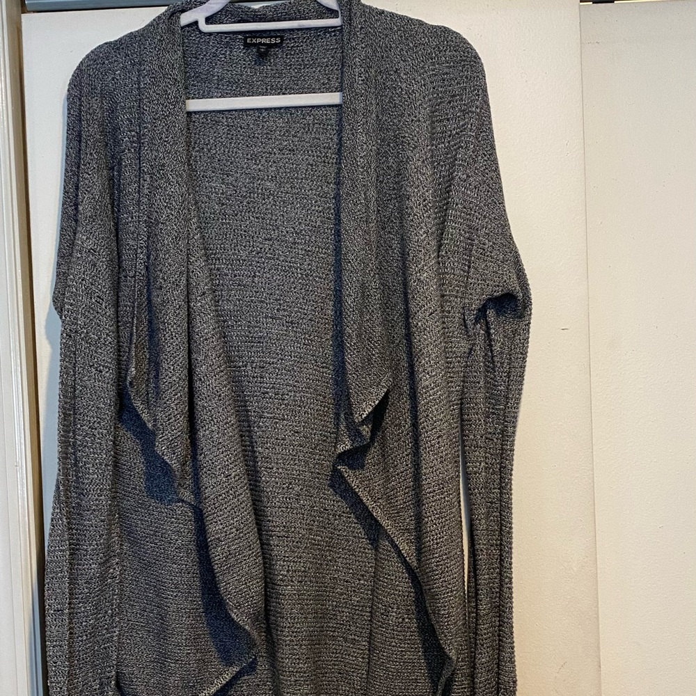 Gray ruffled cardigan large